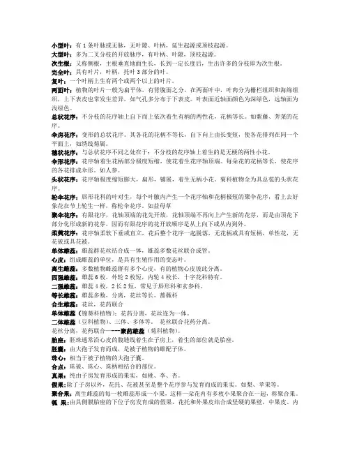 植物分类学名词解释
