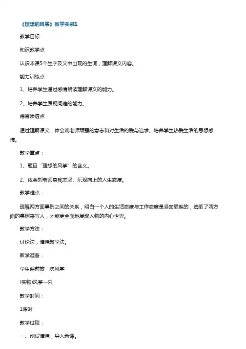 《理想的风筝》教学实录 3