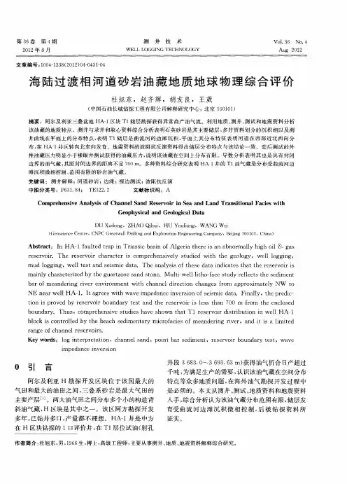 海陆过渡相河道砂岩油藏地质地球物理综合评价