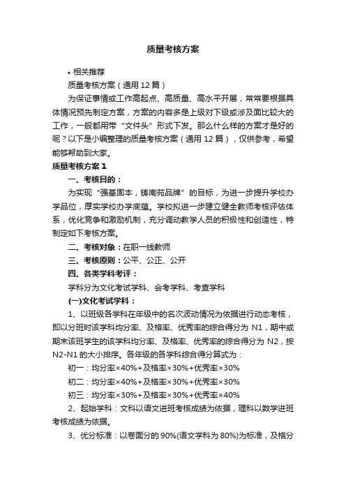 质量考核方案