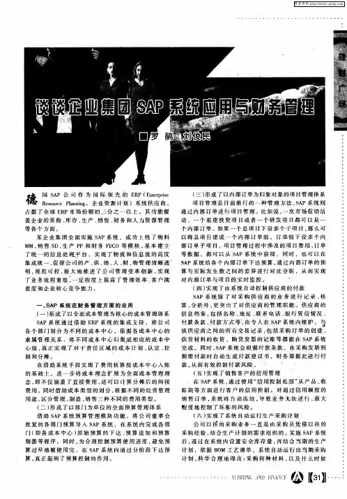 谈谈企业集团SAP系统应用与财务管理
