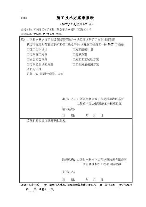 隧洞专项施工方案 2