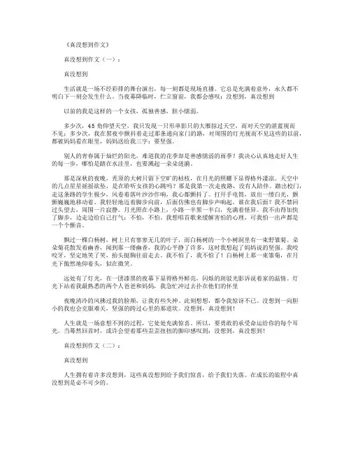 真没想到作文20篇