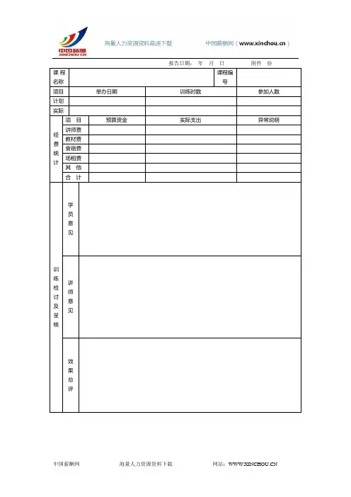 培训计划报备表