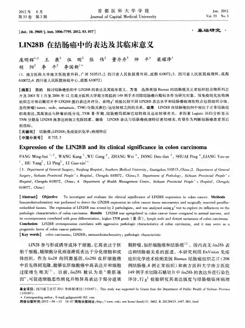 LIN28B 在结肠癌中的表达及其临床意义