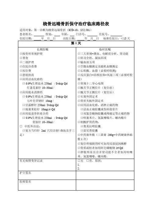 桡骨远端骨折临床路径