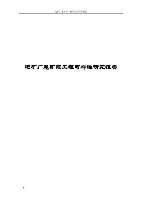 选矿厂尾矿库工程可行性研究报告