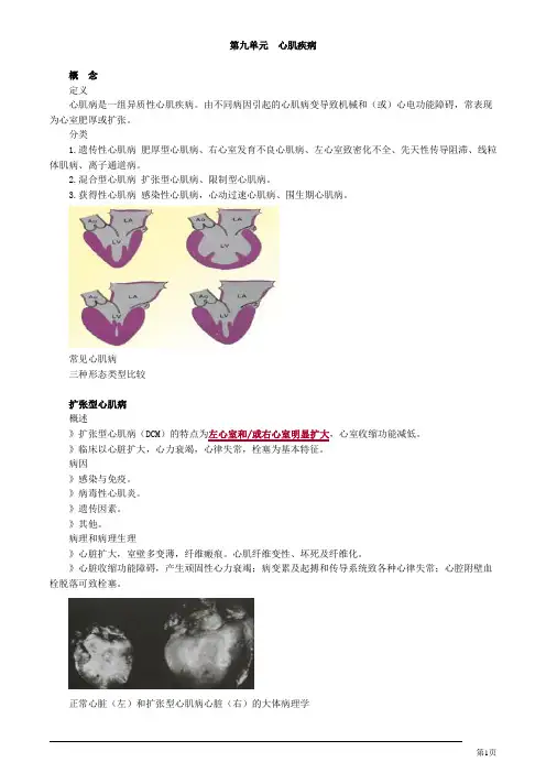 心血管内科主治医师考试教材讲义第九单元心肌疾病专业知识