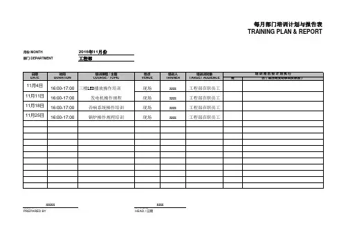 工程部11月份培训计划表