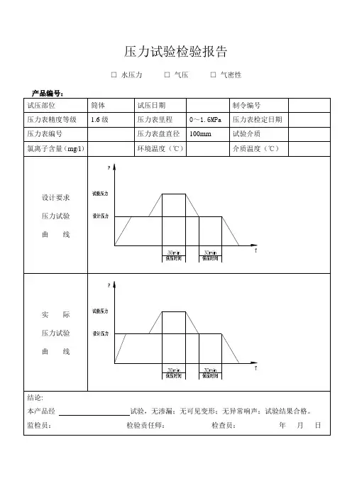 压力试验检验报告
