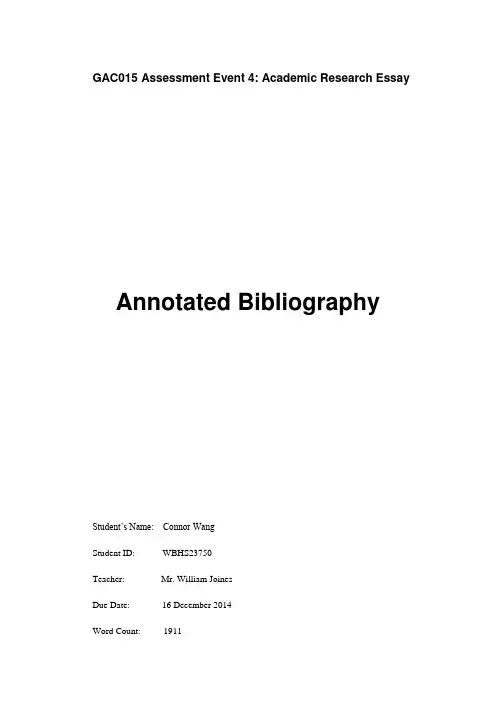 Annotated Bibliography