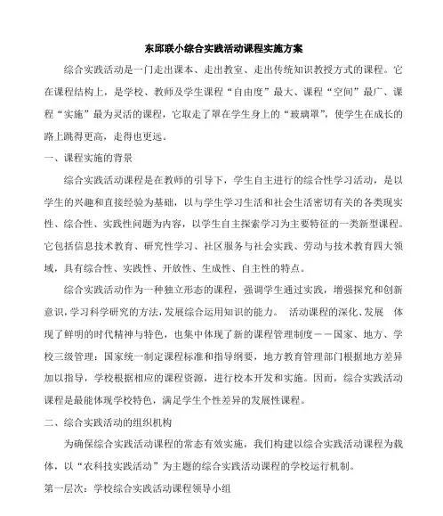 小学综合实践活动课程实施方案