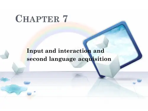 input and ineraction and second language acquisition