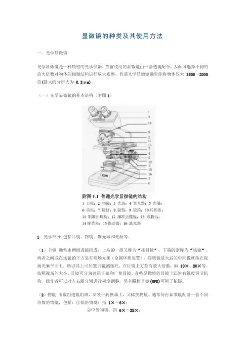 显微镜种类及使用方法