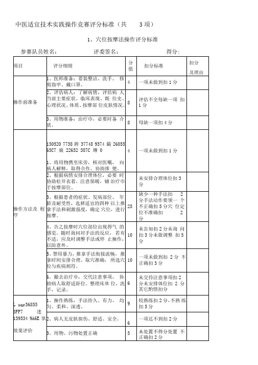 中医适宜技术操作评分标准