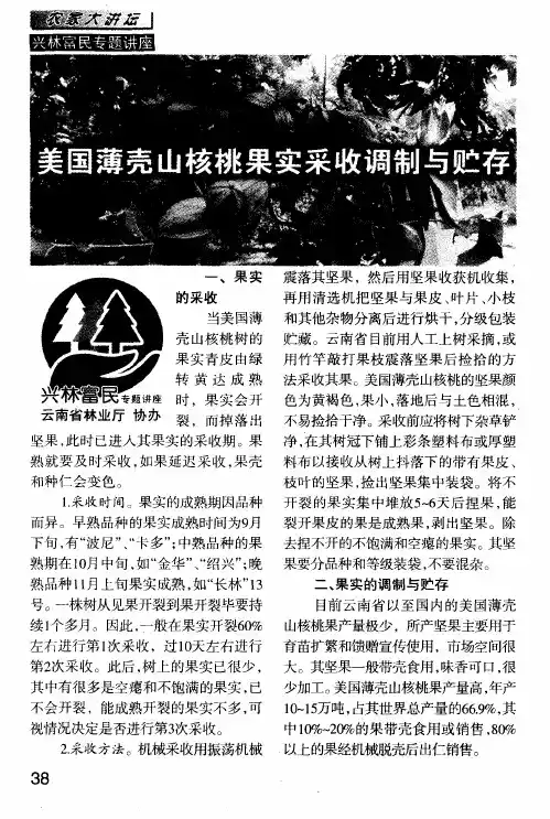 美国薄壳山核桃果实采收调制与贮存