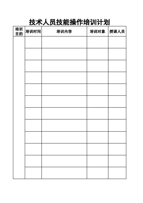 技能培训计划