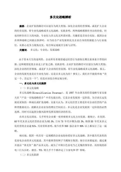 多元化战略辨析
