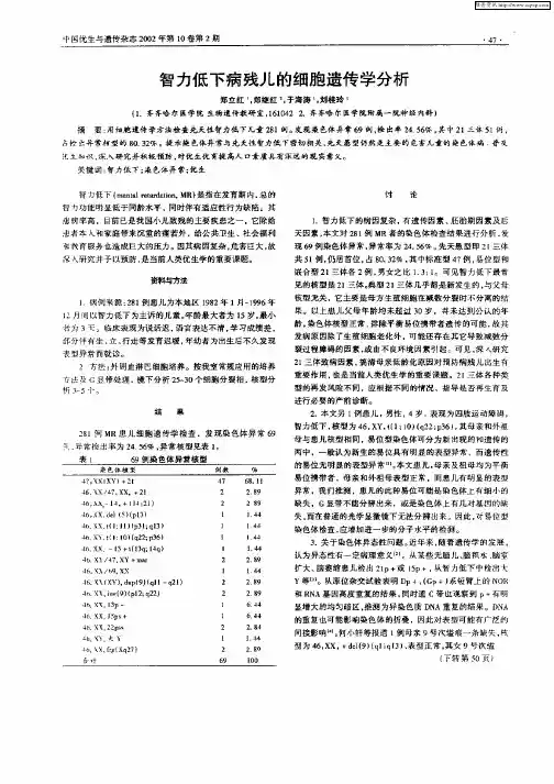 智力低下病残儿的细胞遗传学分析