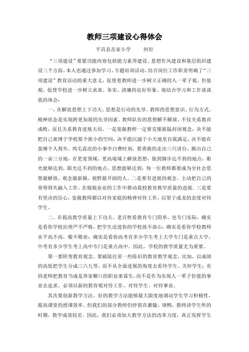 教师三项建设心得体会