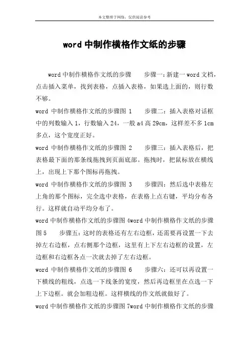 word中制作横格作文纸的步骤