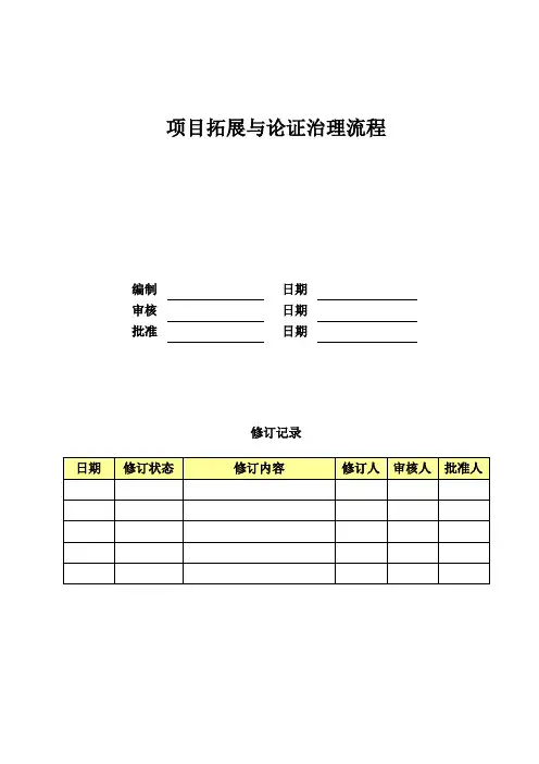 房地产项目拓展与论证治理流程