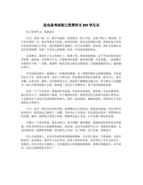 这也是考试初三优秀作文800字左右