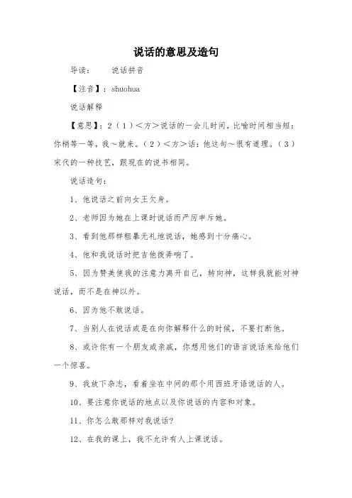 说话的意思及造句