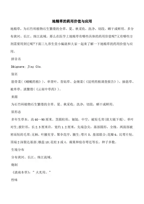 【优秀文档】地精草的药用价值与应用