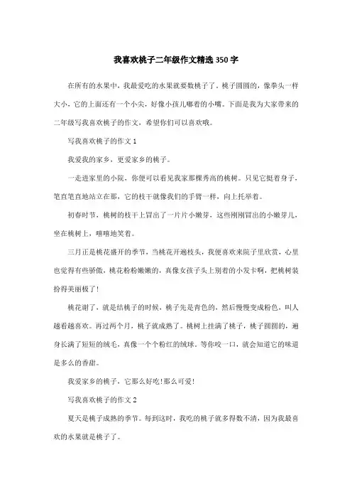 我喜欢桃子二年级作文精选350字