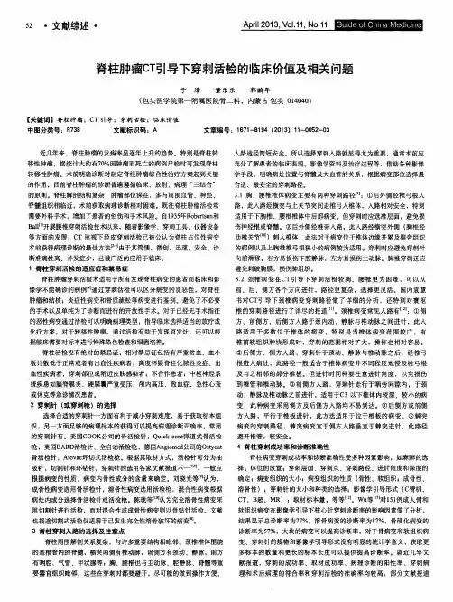 脊柱肿瘤CT引导下穿刺活检的临床价值及相关问题