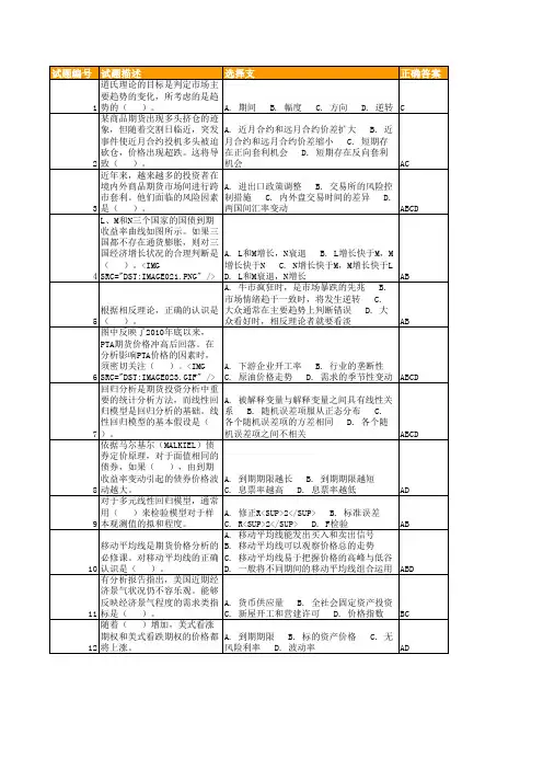 期货投资咨询考试试题及答案