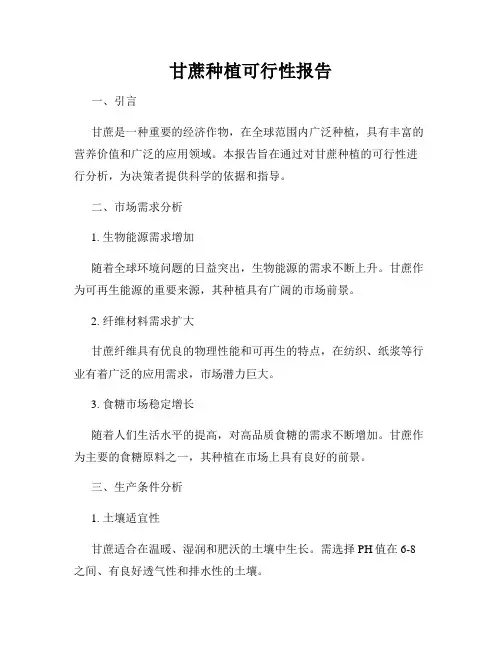 甘蔗种植可行性报告