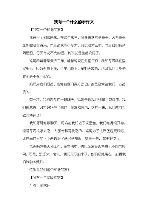 四年级作文：我有一个什么的家作文400字