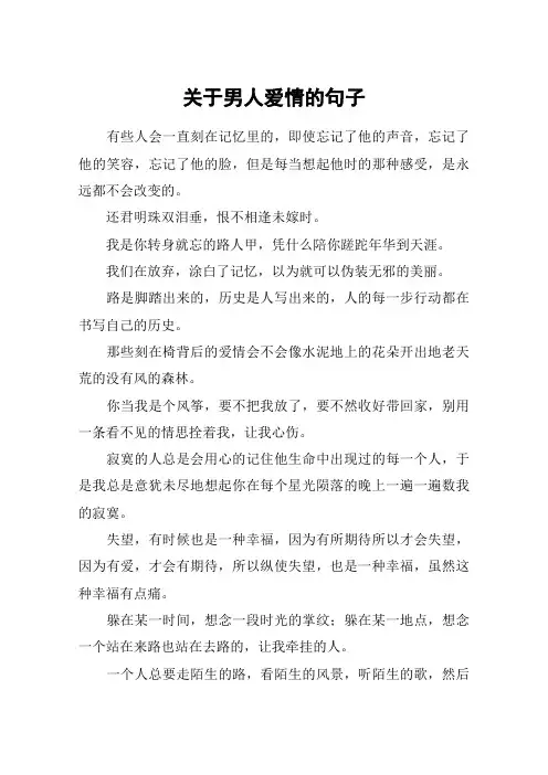 关于男人爱情的句子