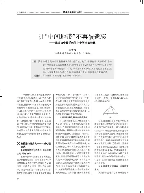 让“中间地带”不再被遗忘——浅谈初中数学教学中中等生的转化