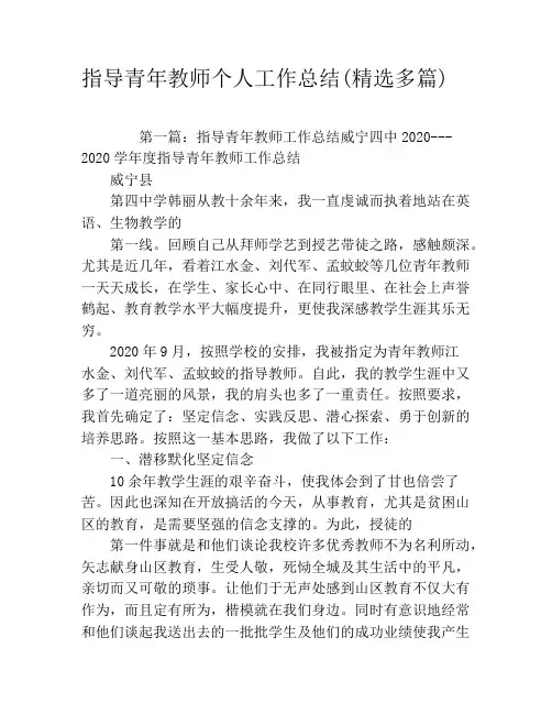 指导青年教师个人工作总结(精选多篇)