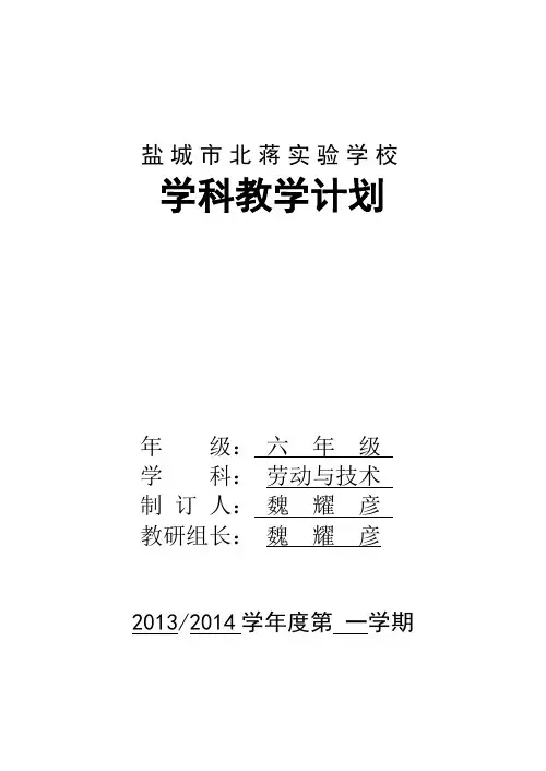 六年级劳动与技术教学计划