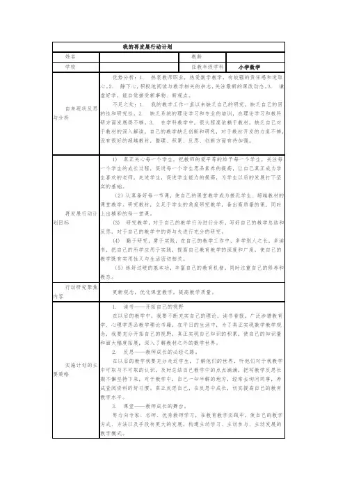 我的再发展行动计划：小学数学一
