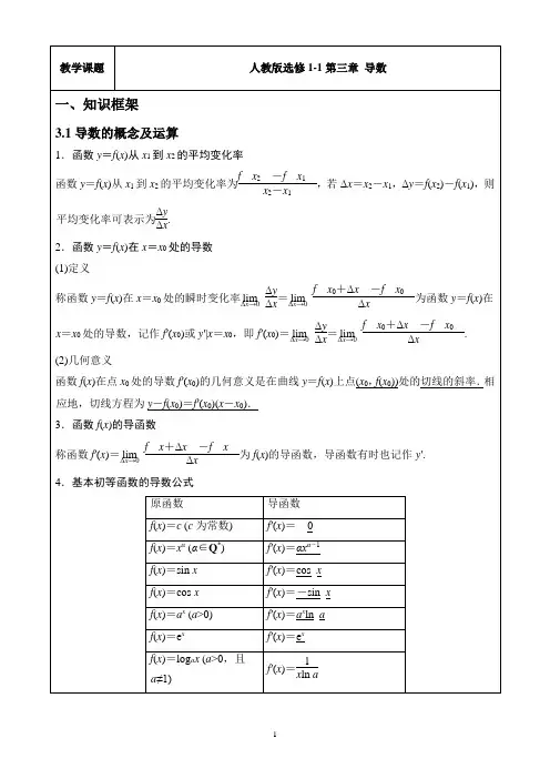 选修1-1第三章 导数