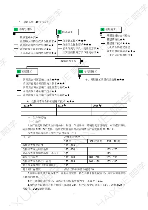 李四德 二级建造师 市政公用工程管理与实务 精讲通关 2K310000 (16) 改性沥青混合料面层施工技术
