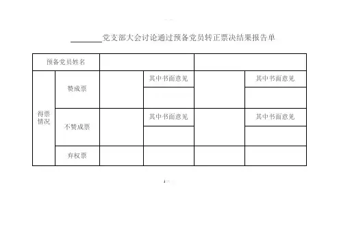 预备党员转正票决结果报告单