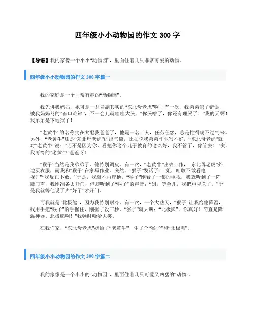 四年级小小动物园的作文300字