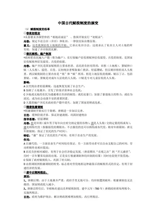 中国古代赋税制度