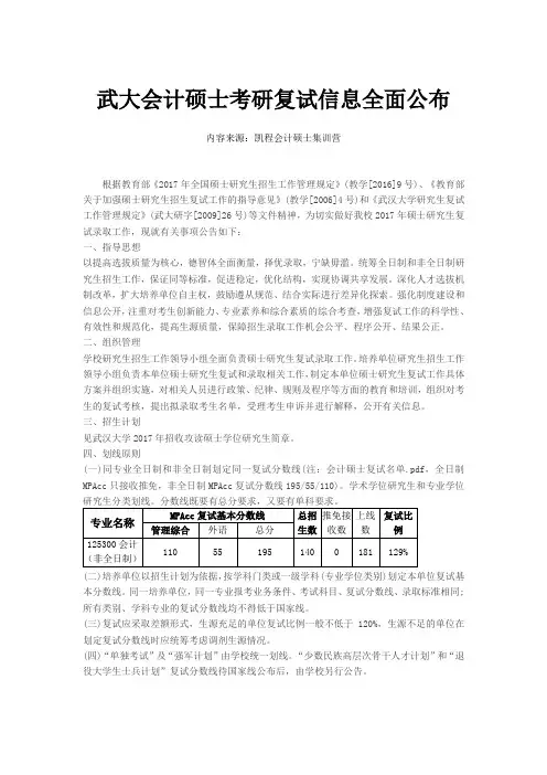 武大会计硕士考研复试信息全面公布