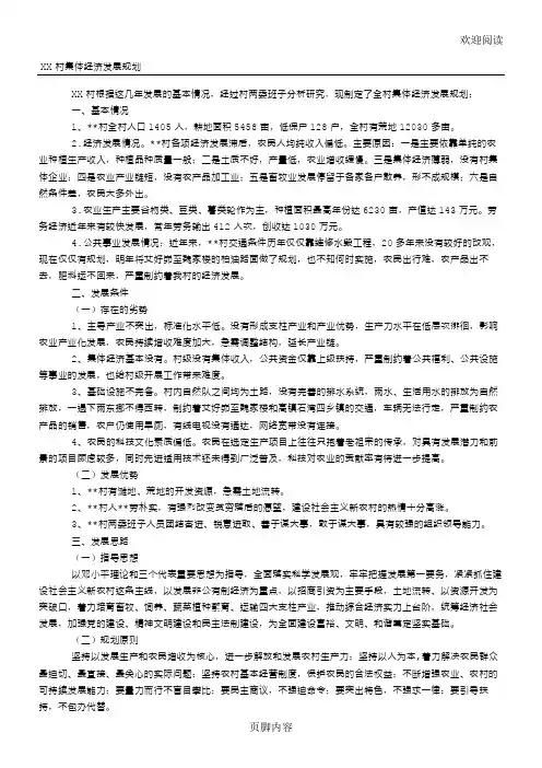 村集体经济发展规划