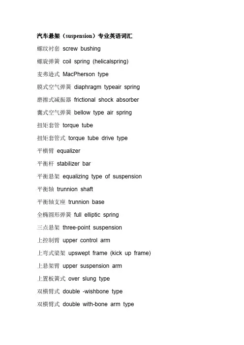 汽车悬架(SUSPENSION)专业英语词汇