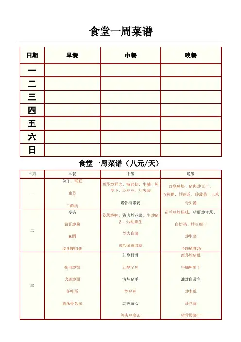 员工食堂菜谱 2