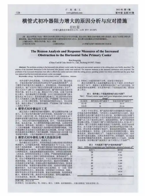 横管式初冷器阻力增大的原因分析与应对措施