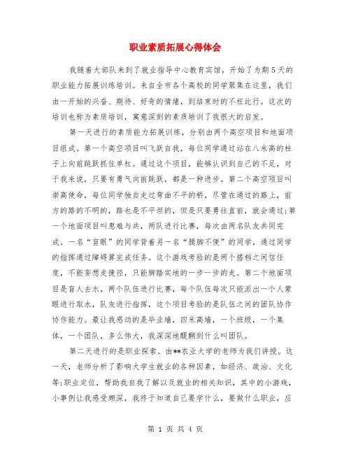 职业素质拓展心得体会